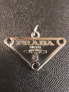Prada Sterling Silver Triangle Logo Charm Pendant
